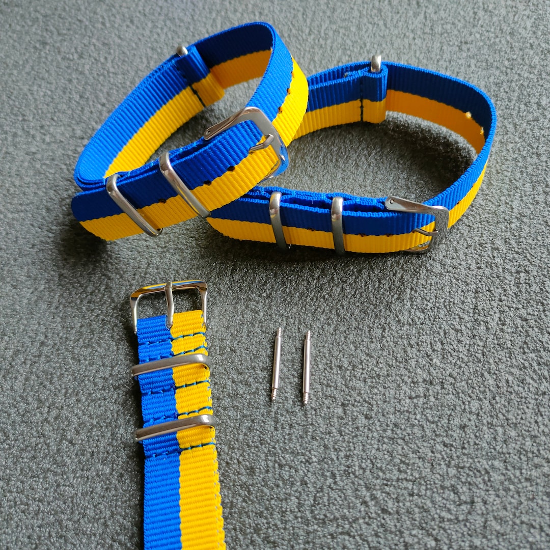 Nylon Watch Strap UKRAINE Blue and Yellow, Pray Ukraine Color 18mm 20mm
