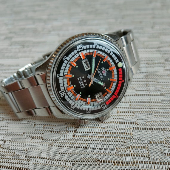 Montre Vintage Orient King Diver Triple Star Années 70 - Automatique, Jour/date, Acier Inoxydable, Plongeur