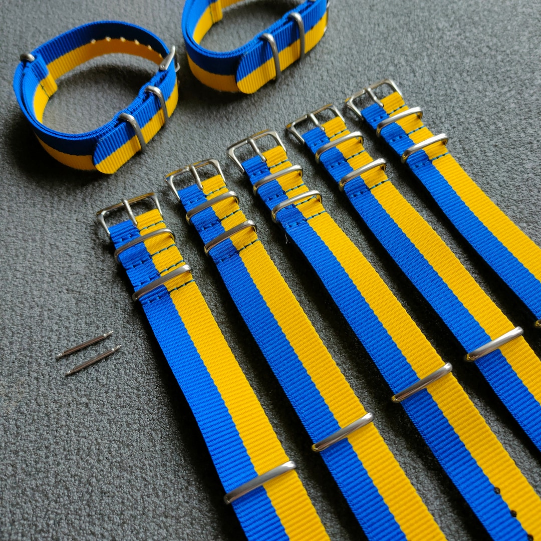 Nylon Watch Strap UKRAINE Blue and Yellow, Pray Ukraine Color 18mm 20mm