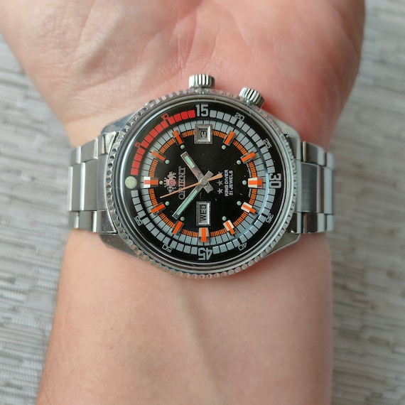 Orient King Diver Vintage - Plongeuse Automatique Jour/Date Des Années 70 - Modèle Rare Triple Star