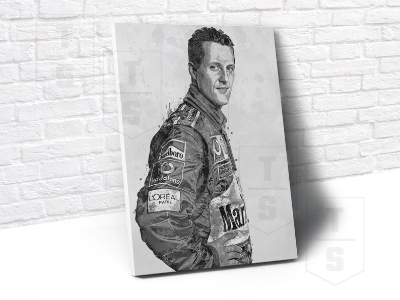 Michael Schumacher Ferrari Poster Banner Canvas B/&W Sports Art Kids Wall Decor Formula 1 Print Man Cave Gift F1 Racing Fan
