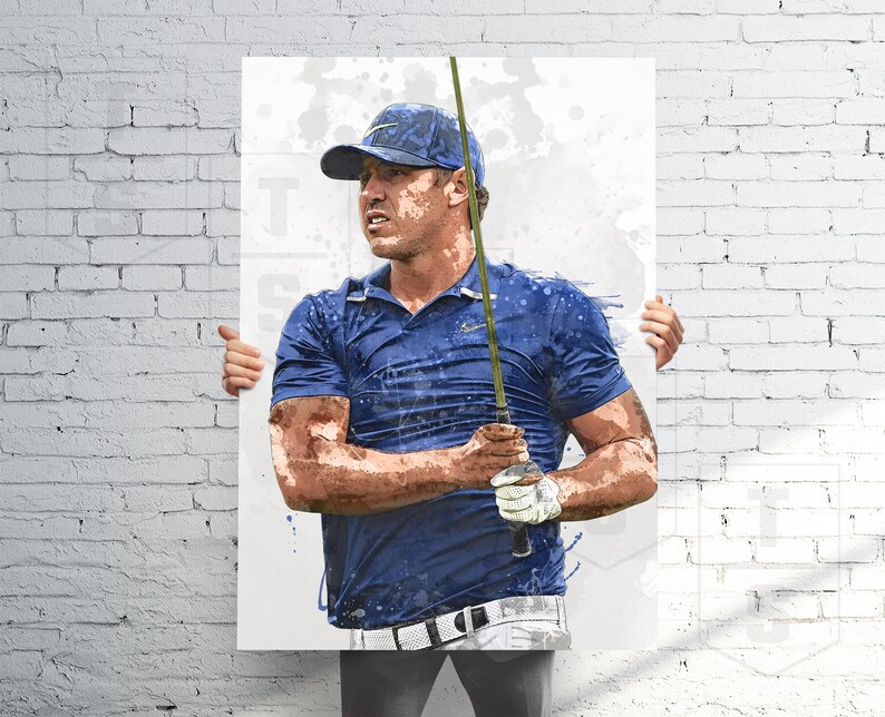 Paint Splash Sports Art Banner Kids Wall Decor Golf Fan Man Cave Gift for Him Her Canvas Brooks Koepka Poster