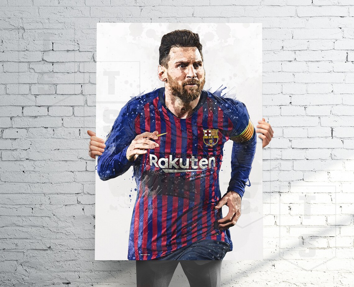 Lionel Messi FC Barcelona Poster Canvas Banner Soccer Fan ...