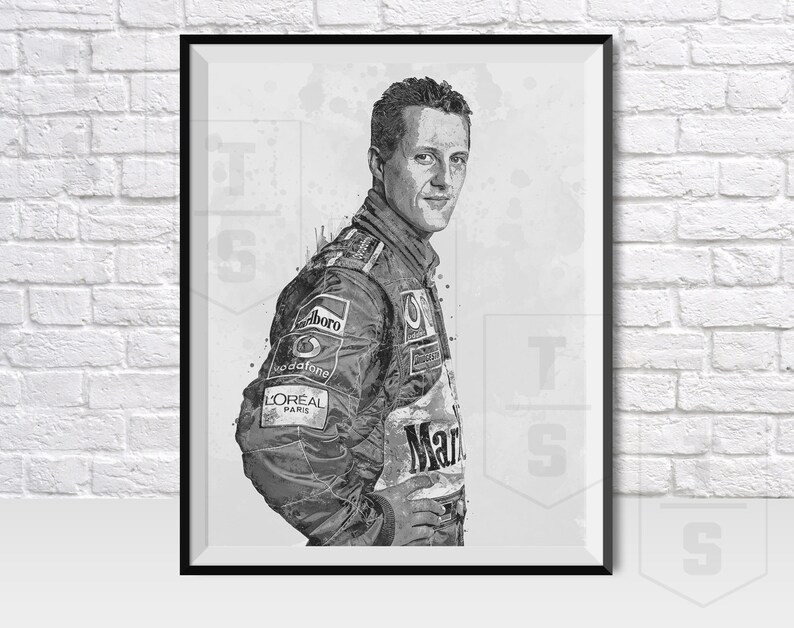 Michael Schumacher Ferrari Poster Banner Canvas B/&W Sports Art Kids Wall Decor Formula 1 Print Man Cave Gift F1 Racing Fan