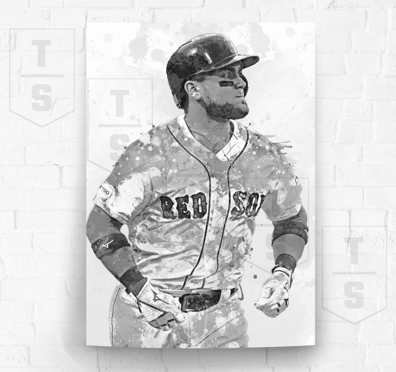 Banner Canvas Baseball Poster Kids Wall Decor Boston Red Sox Print Man Cave Gift Michael Chavis Poster B/&W Sports Art