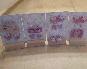 Pink and Purple Clay Earring Sets