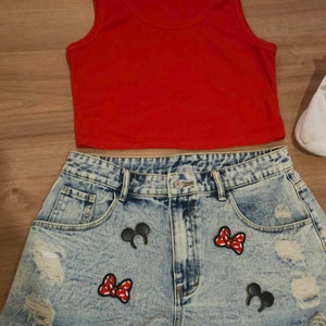 Magical Polka dot bow Raw Hem Shorts