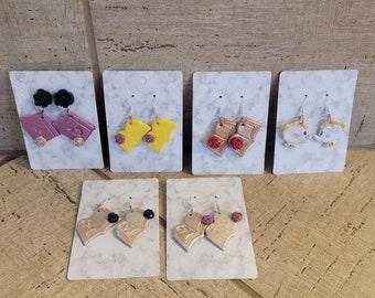 Mrs Potts and Magical Book Inspired Polymer Clay Drop Earrings