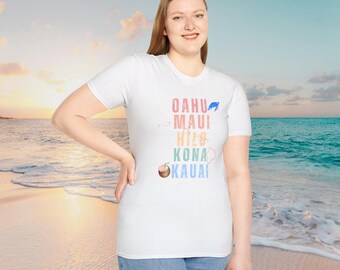 Hawaii-Inseln Unisex T-Shirt, Buntes Hawaii-T-Shirt, Aloha Shirt, Strandurlaub Kleidung, Sommer Top