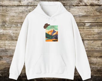 Cowboy on a White Horse Western Hoodie - Vintage Wild West Rancher Riding, Rodeo Cowboy Cowgirl Gift Sweatshirt, Western Theme Outfit
