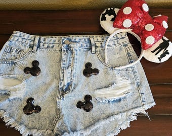 Magical Black, Red or White Sequin Raw Hem Shorts