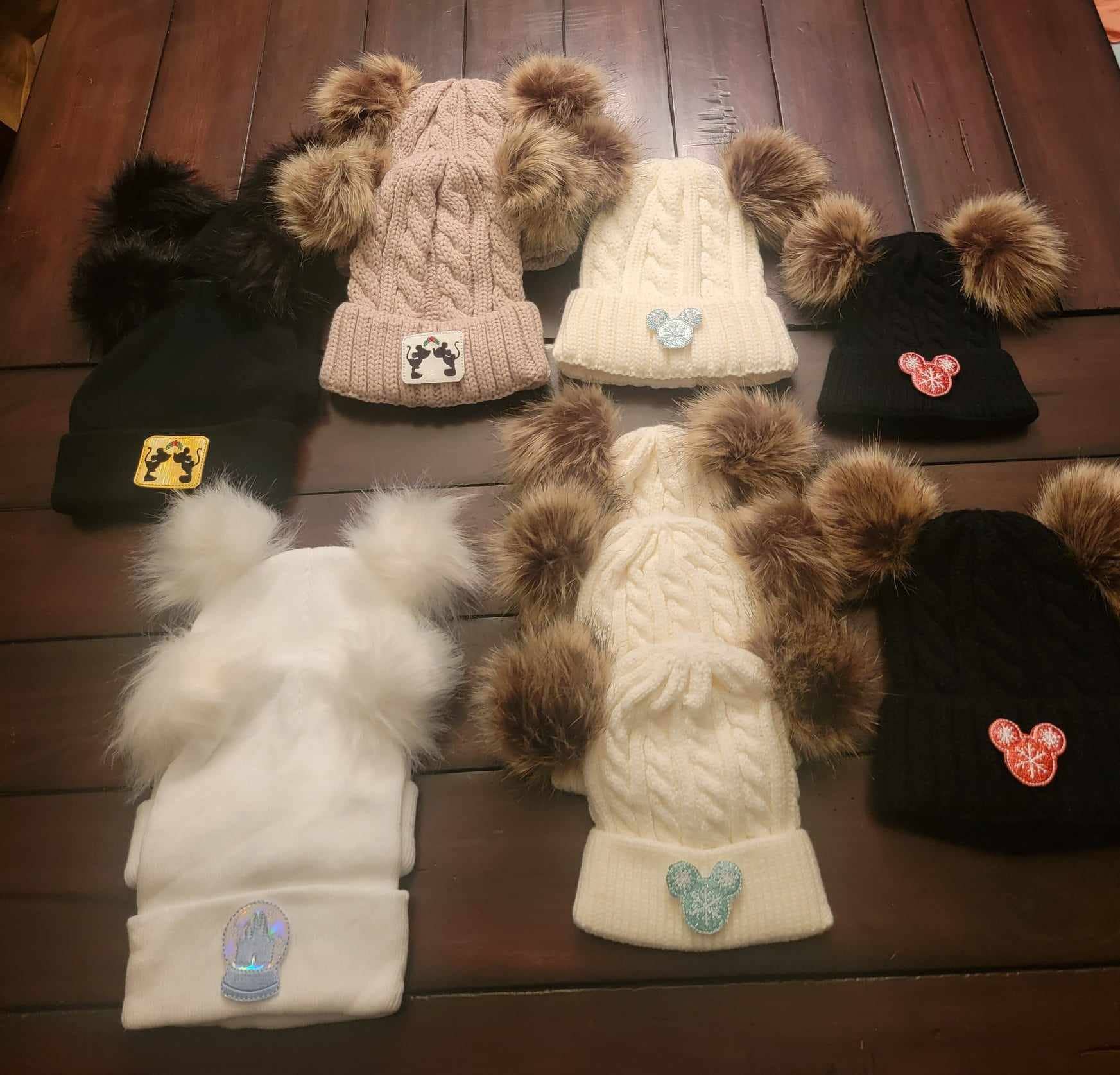 Magical Mouse Holiday Pom Beanies