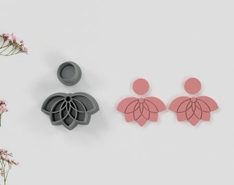 Polymer Clay Cutters, Lotus shaped Polymer Clay Cutter and Stamp, 3D printed Clay Cutter, Embossing Clay Cutter, Clay Cutter