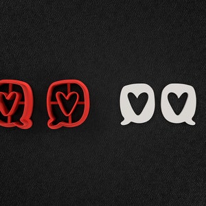 Word Bubble, Heart Shaped Cutters Set - Polymer Cutter - 3D Printed Cutter -  Jewelry making - Clay Cutters - Polymer Clay Cutters
