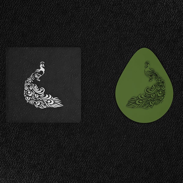 Peacock Shaped Polymer Clay Stamp, Polymer clay modern stamp, Clay debosser, Ceramics Soap and Dough Stamps