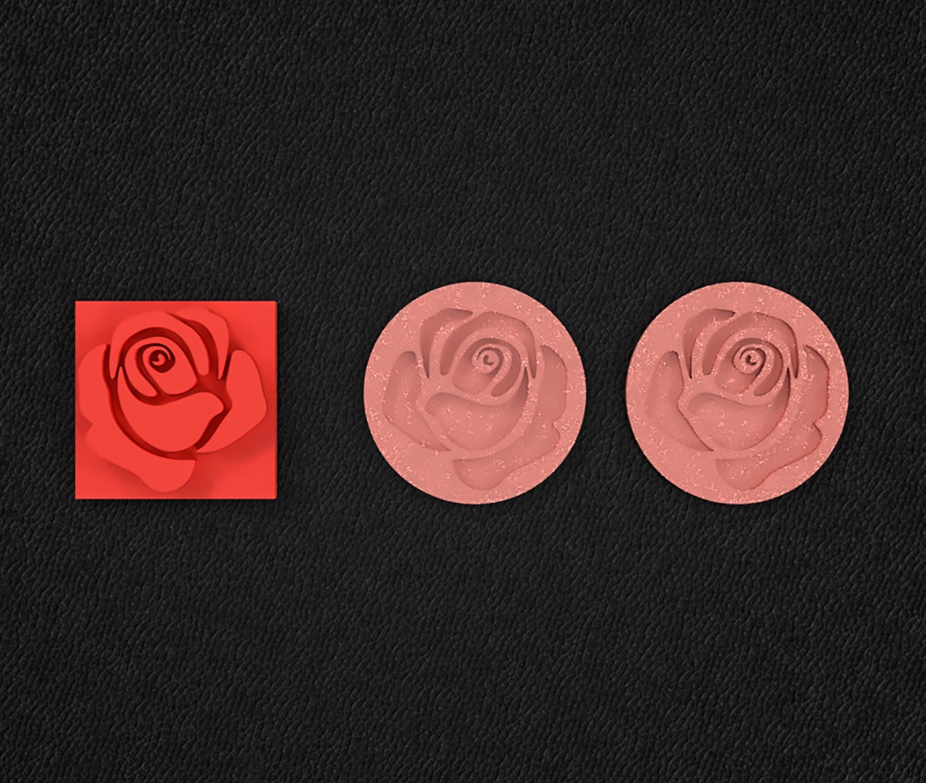 3D file Rose Flower Clay Stamp, Ceramic Stamp, Clay Texture, STL Earring  🌹・Model to download and 3D print・Cults