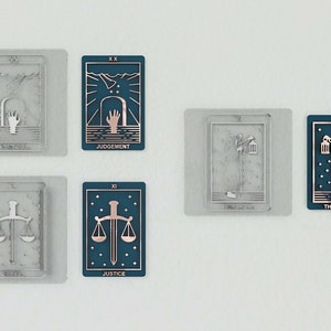 Cartes de Tarot Clay Cutter Set avec Tampon, Embossing Polymer Clay Cutter, Justice, Jugement, Les Cartes de Tarot Ermite