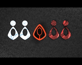 Elegant Cutter Style 4 - Earring Clay Cutter Set - Jewelry making - 3D Printed with Sharp edges