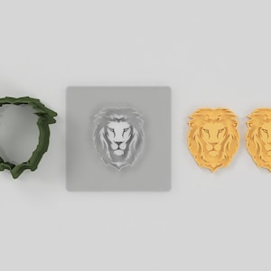 Lion Face Polymer Clay Stamp and Cutter, ceramics soap and dough stamps, Debossing Stamp, polymer clay modern stamp