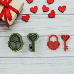 Valentine Theme Polymer Clay Cutter - Heart Lock and Key Shaped Polymer Clay Cutter