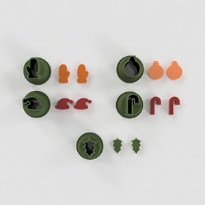 Mini découpeur d’argile de Noël Set de 5 / Coupe-argile polymère / Micro Cutters / Fabrication de boucles d’oreilles / Outils en argile - Set1