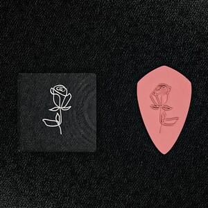 Rose Polymer Clay Stamp, Clay debossed Stamp, Ceramics soap and dough stamps, polymer clay modern stamp | raised clay stamp | imprint stamp