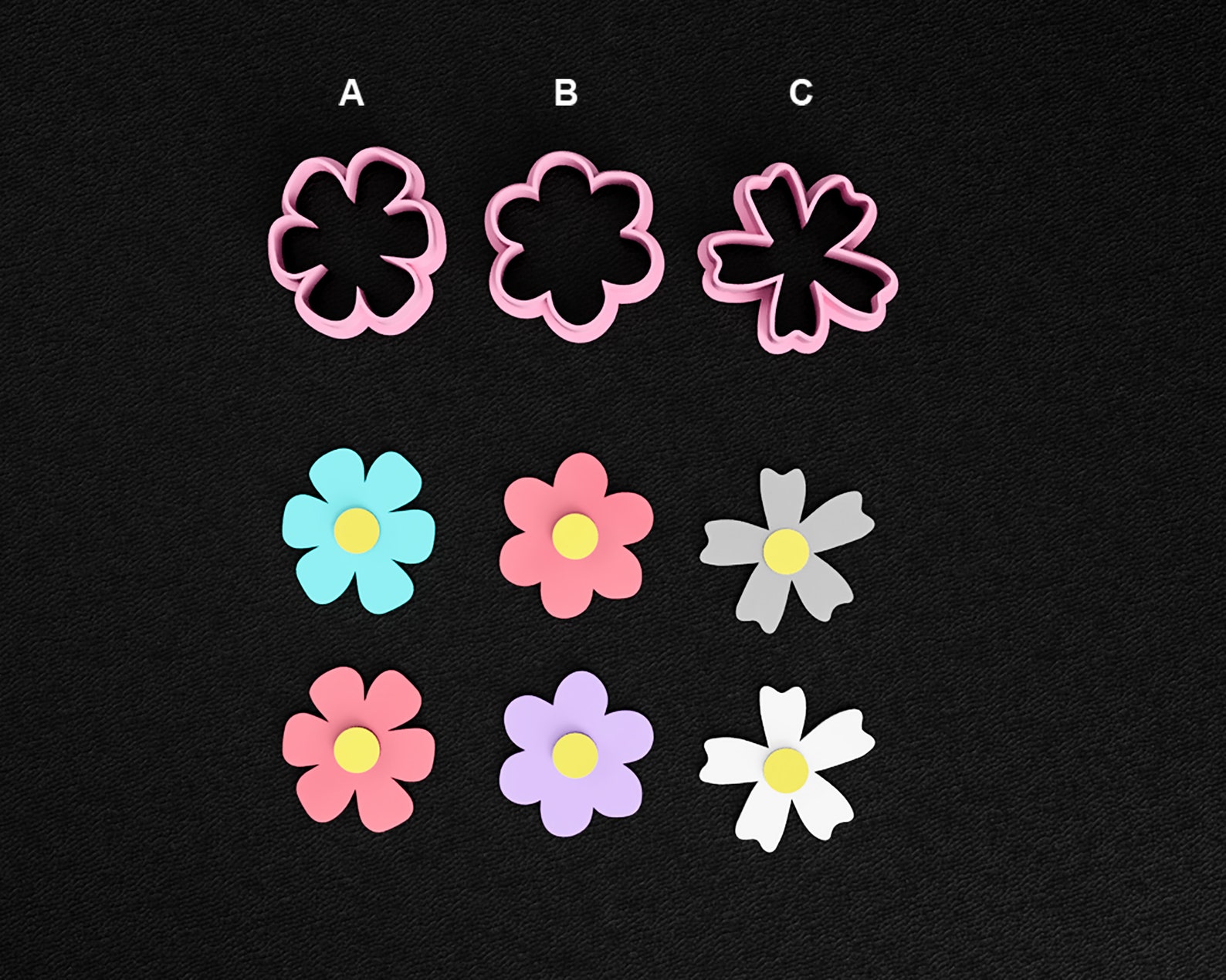 Flower Shaped Cutters Polymer Cutter 3D Printed Cutter Etsy