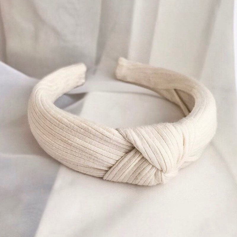 Adorne Fabric Knot Event Headband in Tan AHD0965 main image 0