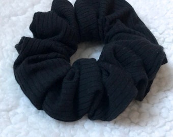 Black Ribbed Scrunchie, Soft Scrunchie, Hair Elastics, Hair Ties, Hair Accessories, Gift For Her