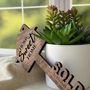 Personalized Wood House Key – Realtor Closing Gift, Home Sweet Home