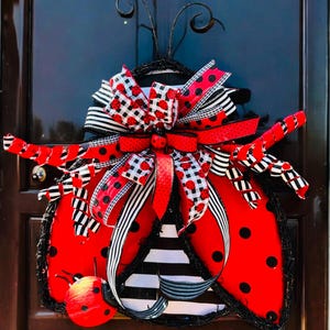 Lady bug wreath, Grapevine lady bug wreath,door hanger for front door,Kids wreath,
