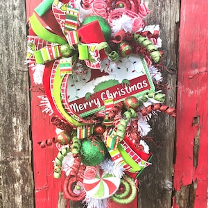 Grinch Christmas swag, Christmas swag, Christmas wreath, Christmas decor, Grinch decor, Farmhouse decor