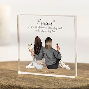 Cadeaux personnalisés pour cousine, Impression personnalisée, Cadeaux de Noël pour cousin, Cadeau d'anniversaire, Cadeau pour cousine, 30e 40e 50e Sœur Bloc acrylique