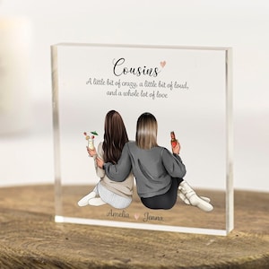 Personalised Cousin Gifts, Custom Print, Christmas Gifts for Cousin, Birthday Gift, Present for Cousins, 30th 40th 50th Sister Acrylic Block