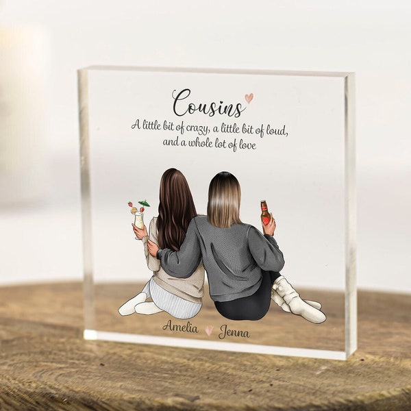Personalised Cousin Gifts, Custom Print, Christmas Gifts for Cousin, Birthday Gift, Present for Cousins, 30th 40th 50th Sister Acrylic Block