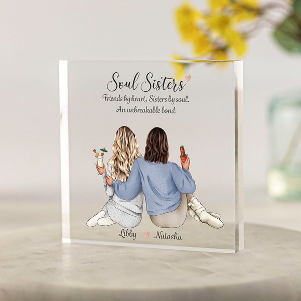Gift for Friends, Soul Sisters Gift, Friendship Gift, Bestie Letterbox Gift, Christmas Gift, Best Friend Birthday Gift, Acrylic Block