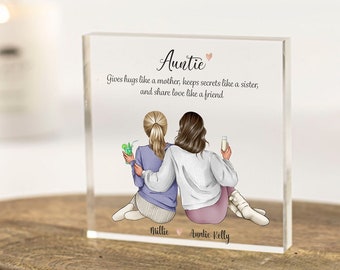 Personalised Auntie Gift, Christmas Gifts for Auntie, Gift from Niece, Birthday Gift for Auntie, Letterbox Gift, Aunt Custom Acrylic Block