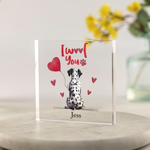 Regalo de San Valentín de un perro, regalo de retrato de perro para el dueño de un perro, regalo conmemorativo para un perro, regalos para mamá, regalo para papá, paseador de perros, mamá, abuela, bloque de acrílico transparente