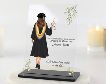 PhD Graduation Gift, Graduation Plaque, Doctorate Grad Gift for Her, Graduation Gifts Doctor, Professor Gift, Congratulations Acrylic Plaque
