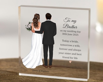 Personalised Brother Wedding Gift – To My Brother on My Wedding Day Keepsake Plaque from Sister