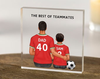 Vatertagsgeschenk von Sohn, Geschenk von Tochter, Fußball-Shirt Druck, Geschenk für Väter, Großväter, Geburtstagsgeschenk, individuelles Geschenk, Acrylblock