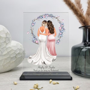 Bridesmaid Personalised Gift, Gift for Maid of Honor, Bridesmaid Proposal, Will you be my Bridesmaid, Custom Acrylic Plaque with Stand image 2