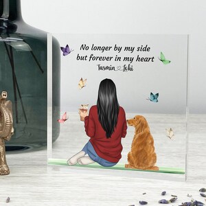 Owner and Pet Custom Print, Pet remembrance gift, Dog Memorial, Cat Memorial, Pet Loss Sympathy Present, Keepsake Gift V2 Acrylic Block image 2