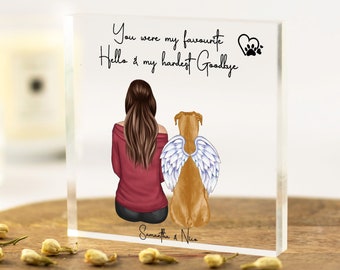 Owner and Pet Custom Print, Pet remembrance gift, Dog Memorial, Cat Memorial, Pet Loss Sympathy Present, Keepsake Memory Gift, Acrylic Block