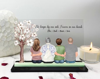 Memorial Gift, Family Print, Christmas Gift for Mum, In Loving Memory, Dad Loss, Mum Loss, In Loving Memory Illustration Acrylic Plaque