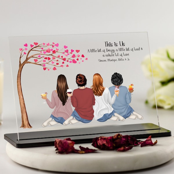 Best Friend Gifts, Sister Gifts, Personalised Group Illustration Print, Birthday Gift for Mum Best friend Print, Unique Gifts,Acrylic Plaque