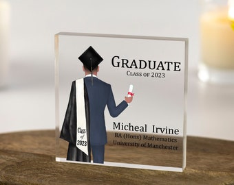 Male Personalised Graduation Gift,Congratulations,Class of 2023 Any Year Grad Gift for Son, Grandson, Boyfriend, Gift for Him Acrylic Block