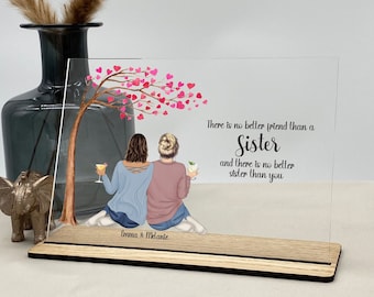 Regalos para hermanas, cumpleaños de hermanas, regalos de hermanas, regalos de Navidad, regalos únicos, regalos personalizados con impresión de hermanas, placa acrílica
