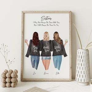 Personalised Gift for a Sister, Big Sis,Middle Sis, Little Sis, Sisters, Siblings Family Keepsake Print,Birthday,Letterbox Present,Customise