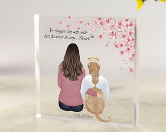 Dog Memorial, Sympathy Gift, Personalised Pet Portrait, Dog Owner Gift, Pet Memorial, Cat Loss, Bereavement Gift, Pet Loss Acrylic Block